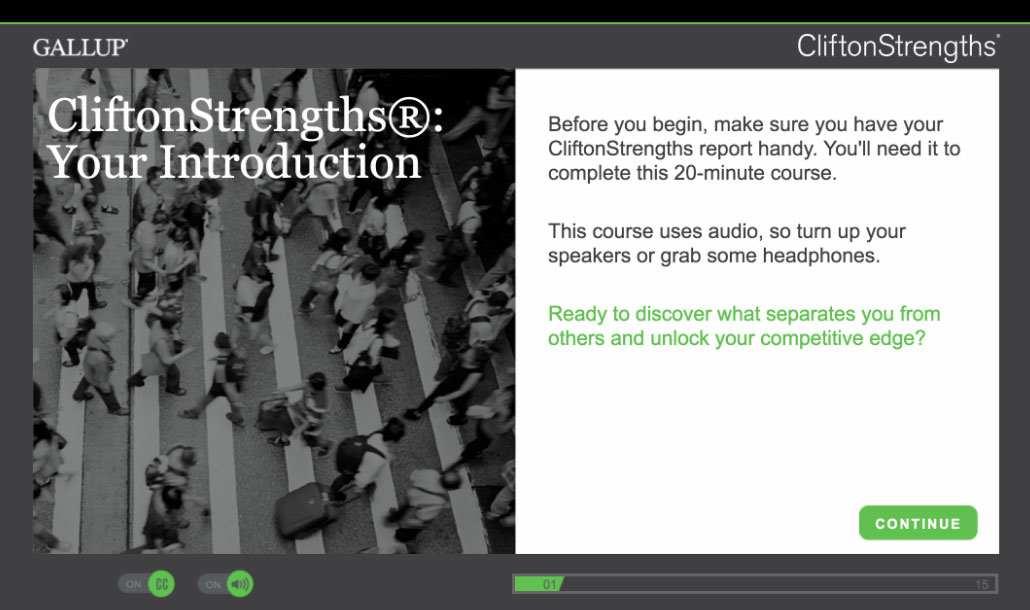 Graphic of CliftonStrenghts Your Introduction module