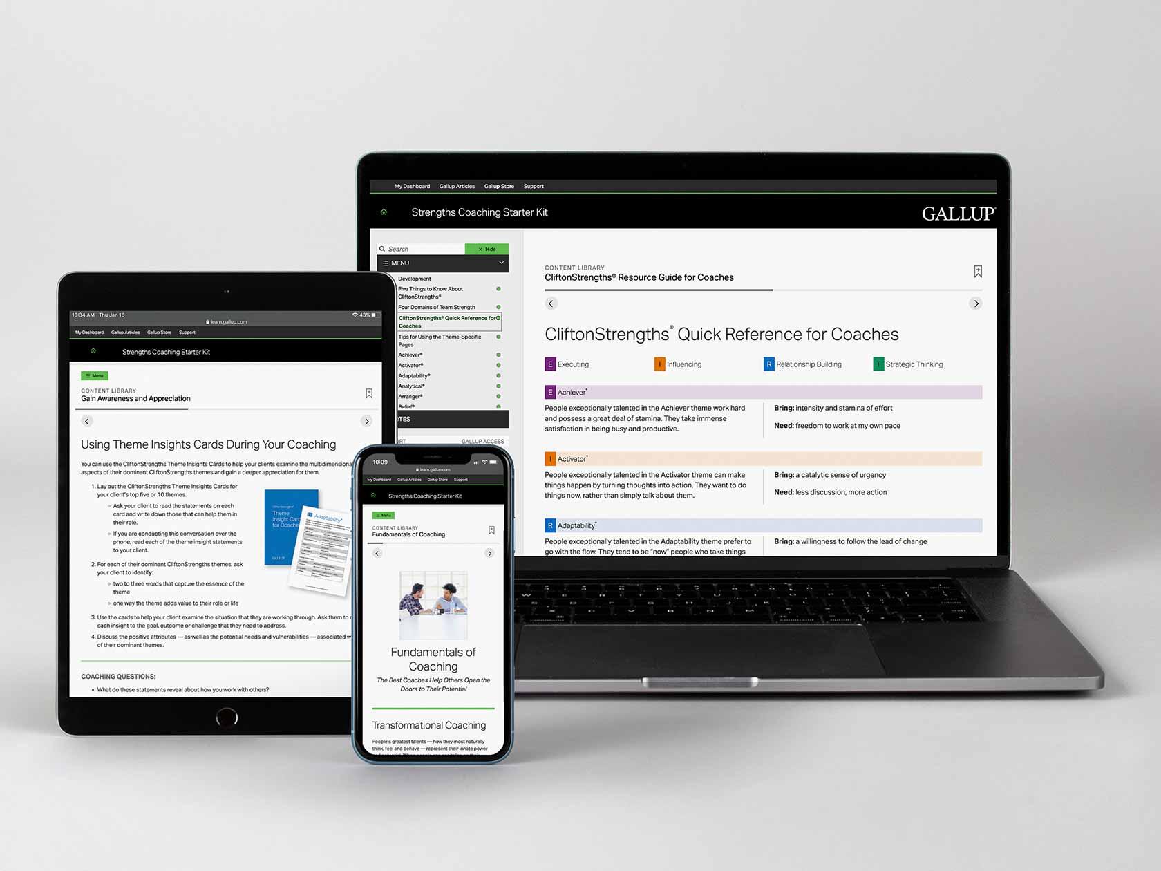 CliftonStrengths Coaching Starter Kit (Digital) on multiple devices.
